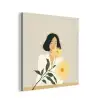 Vrouw - Bloem - Geel - Minimalistisch aluminium wit klein -3d