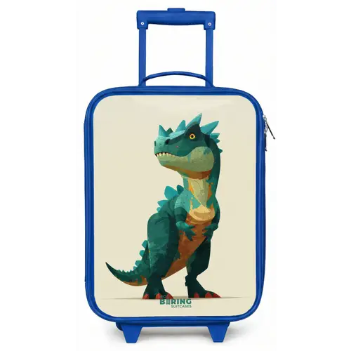 Gehoornde dino met scherpe blik Kinderkoffer - Blauw klein -zz3dotto