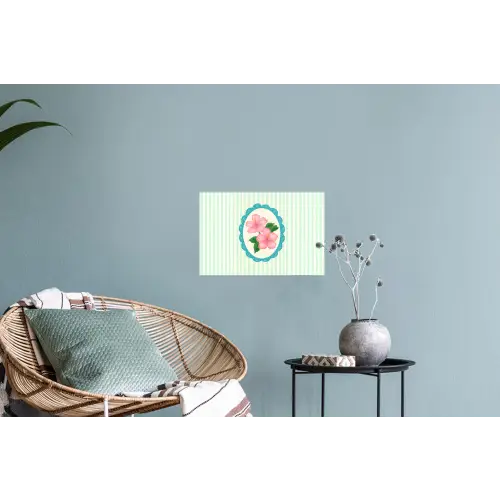Bloemen - Ovaal - Strepen - Groen Muursticker klein -plant
