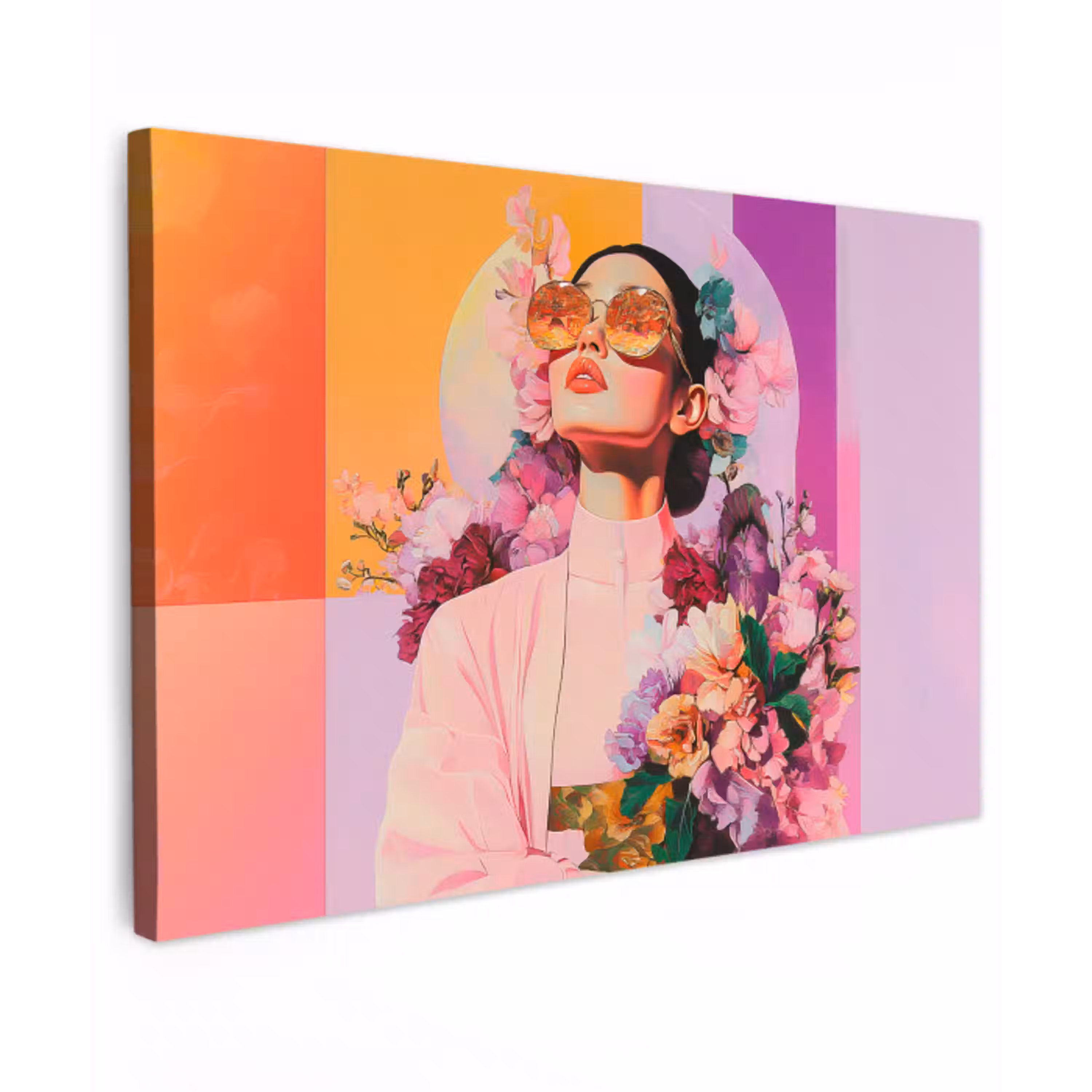 Portret - Vrouw - Abstract - Bloemen canvas 2cm klein -z3d