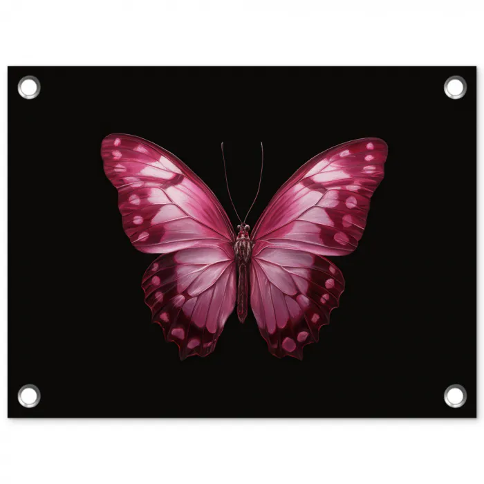 Vlinder - Fuchsia - Grafisch tuinposter los doek klein -3d