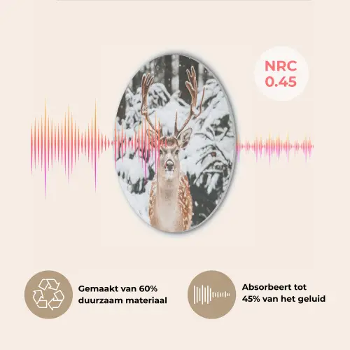Hert - Sneeuw - Winter - Bos - Dieren Akoestische PET Vilt - Rond klein -USP_NL
