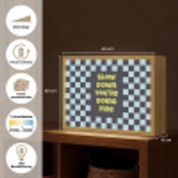 Patroon - Geblok - Blauw - Slow down you're doing fine Light Box met batterij (Wandlamp) middel -USP_websiteoverzichtDE