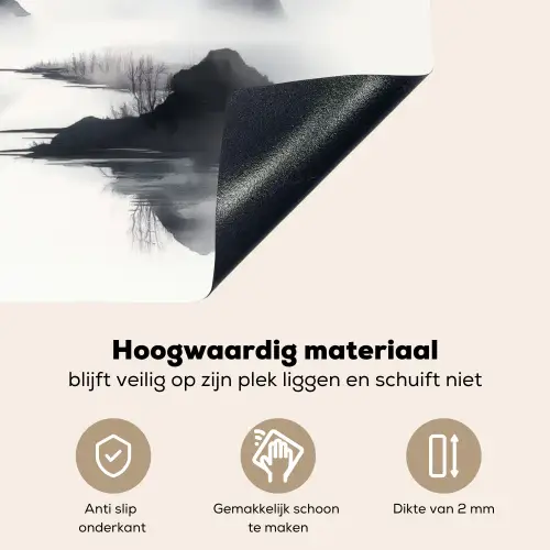 Bergen - Mistig - Water - Wit Inductie beschemer met haakjes klein -ky-onderkant-nl