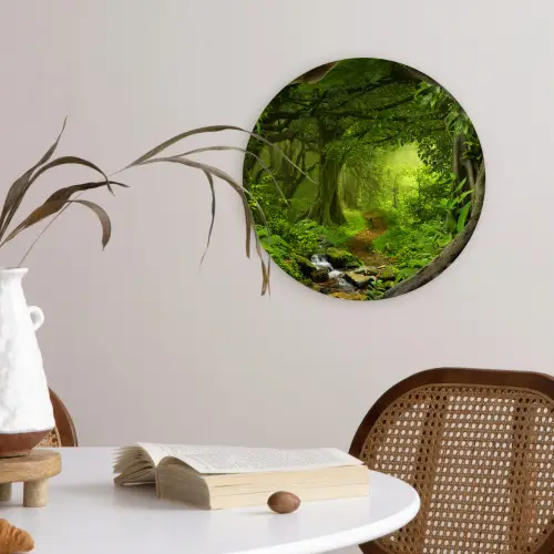 Jungle - Groen - Natuur - Tropisch - Planten Wandcirkel kunststof plaat 5mm dik klein -sfeer4