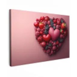 Fruit - Hartjes - Aardbeien - Frambozen - Bosbessen canvas 2cm klein -z3d