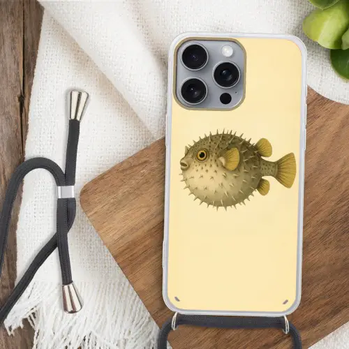 Stekels - Vis - Opgeblazen - Bruin Hoesje iPhone 16 Pro Max met koord klein -sfeer4