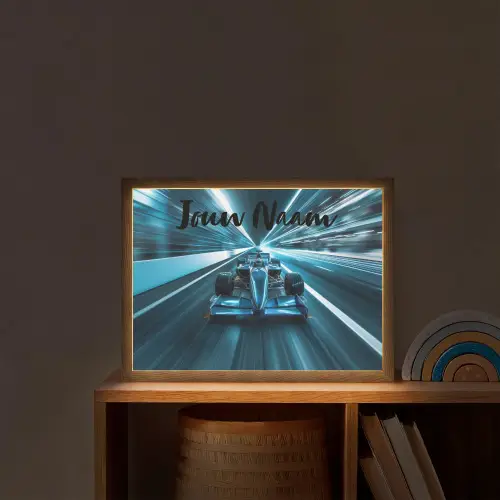 Race - Auto - Formule 1 - Jongens - Blauw Light Box met batterij (Wandlamp kind) middel -sfeer1_kind