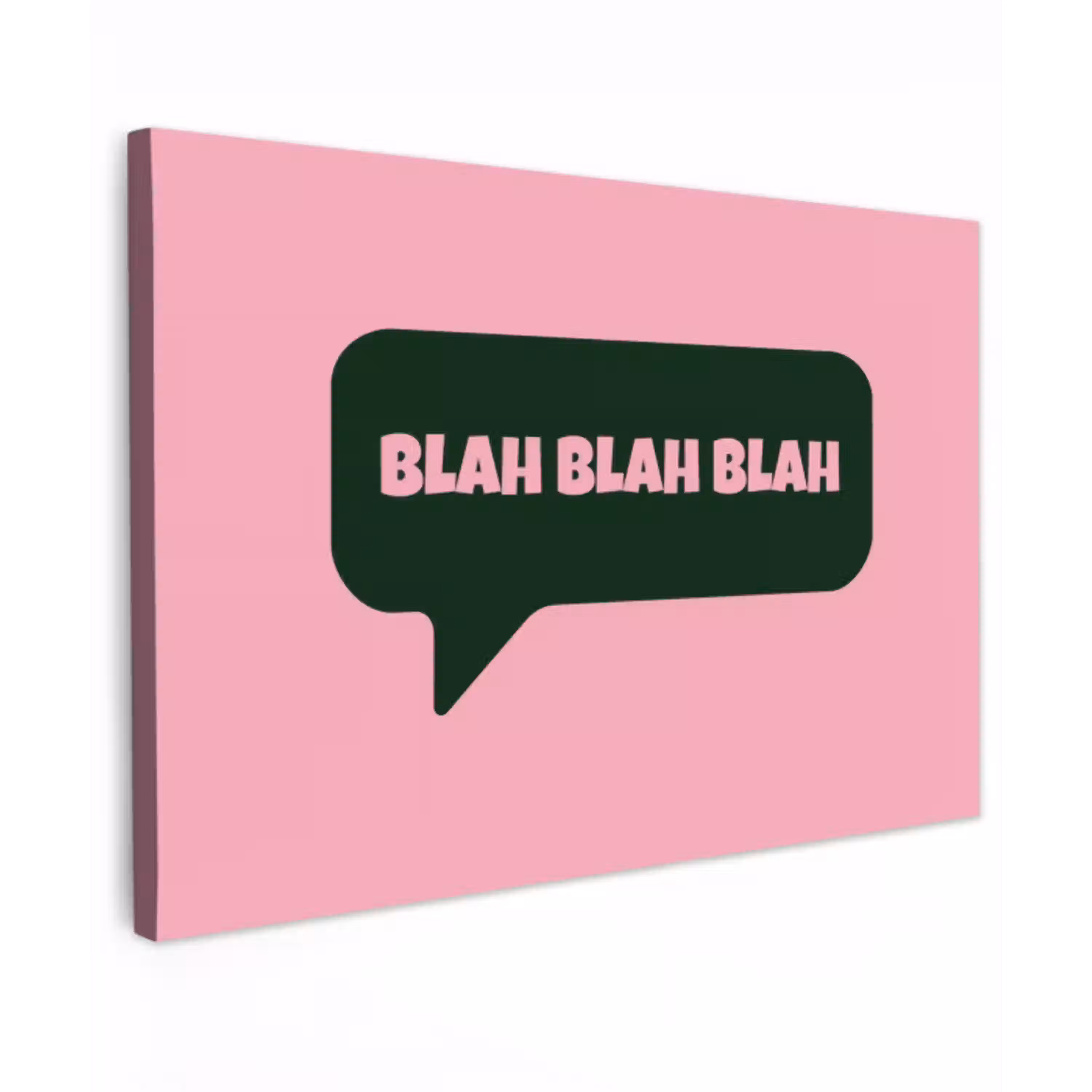 Roze - Tekstwolk - Groen - BLAH BLAH BLAH canvas 2cm klein -z3d