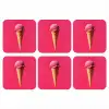 Schepijs - Roze - Hoorntje onderzetter kurk middel -3d