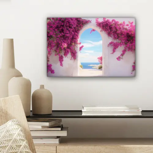 Zee - Roze - Bloemen - Poort canvas 2cm klein -sfeer6