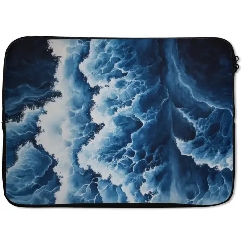 Golven - Blauw - Schuim laptophoes neopreen klein -zkaufland3dotto