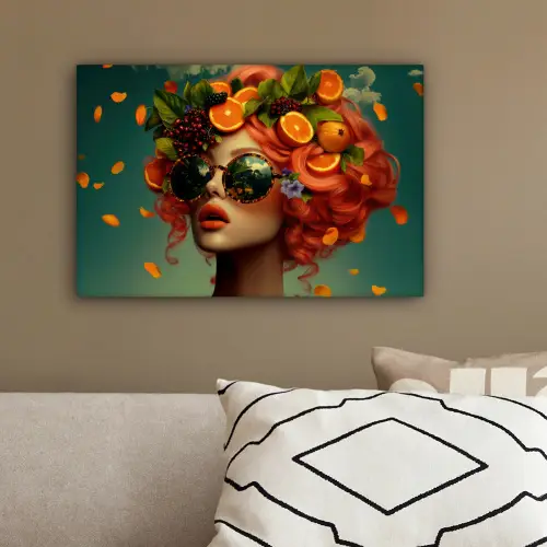 Vrouw - Sinaasappel - Bessen - Oranje canvas 2cm klein -sfeer3