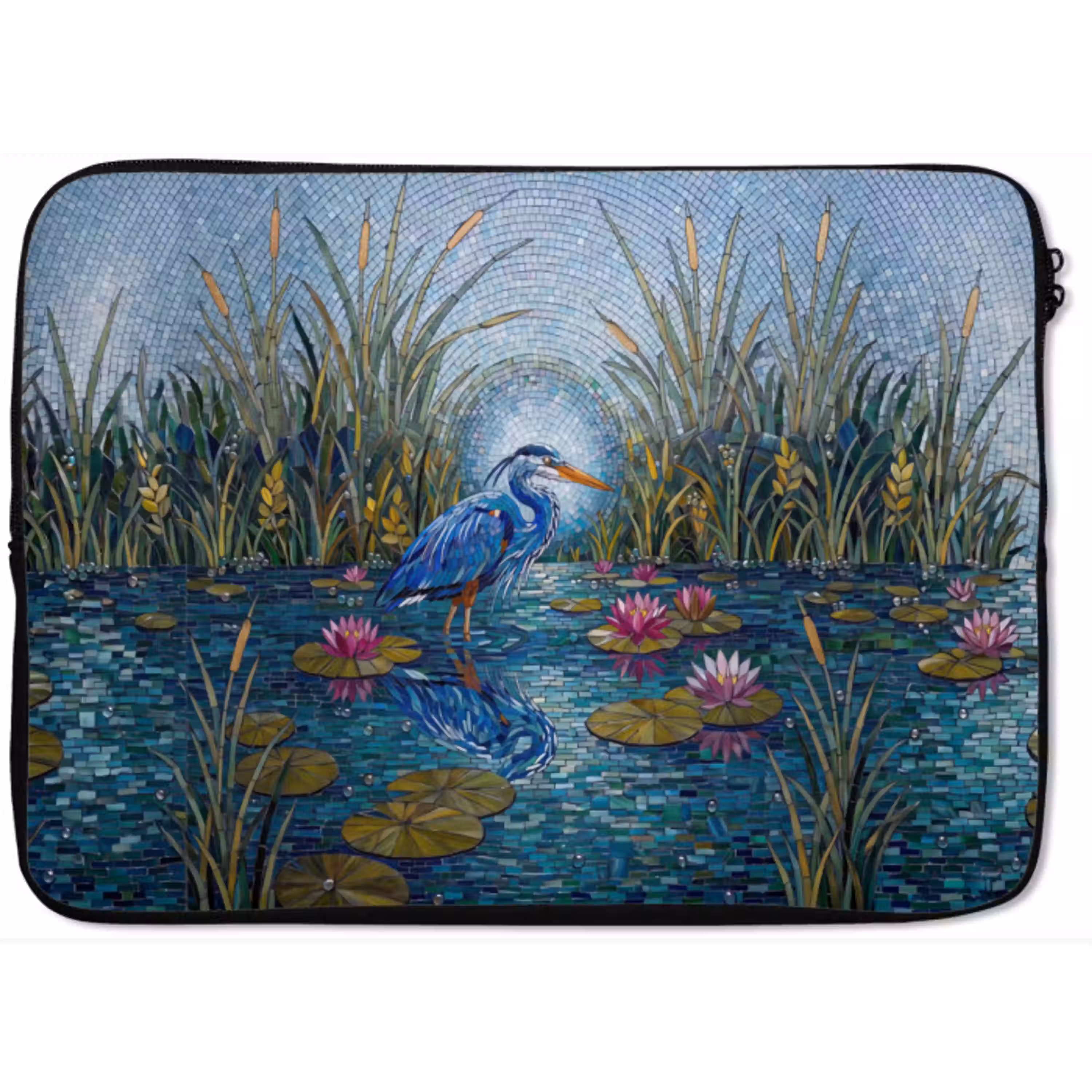 Vogel - Water - Natuur - Abstract - Blauw laptophoes neopreen klein -zkaufland3dotto