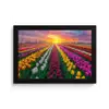 Tulpenveld - Zonsondergang - Kleurrijk fotolijst zwart zonder passe partout klein -3d