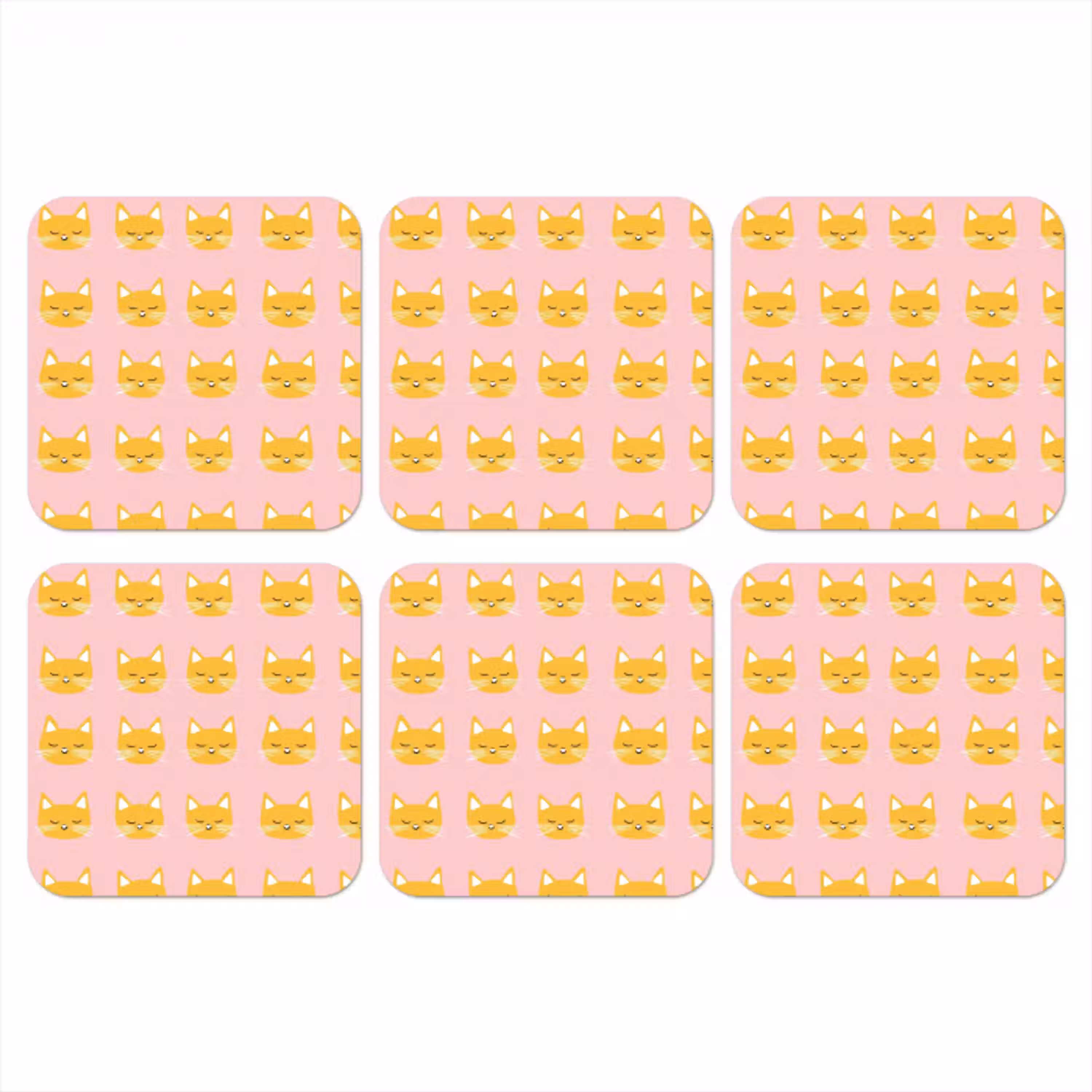 Katten - Patroon - Roze onderzetter kurk middel 366 -3d