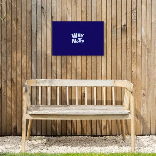 Blauw - Why not - Minimalistisch Tuinposter op houten frame 2 cm dik klein -sfeer4