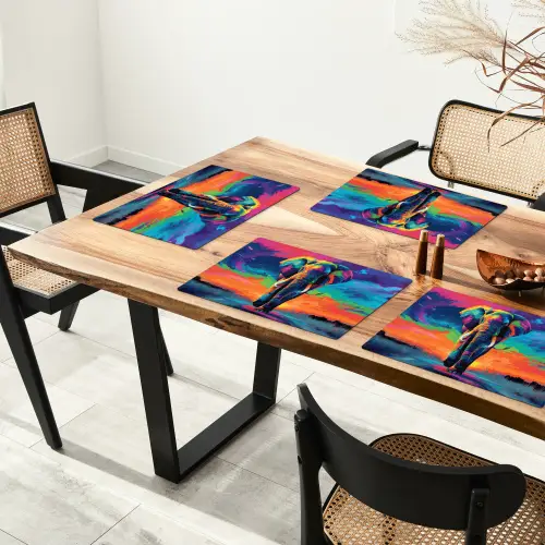 Olifant - Kleurrijk - Lucht - Abstract Placemat vinyl groot -zzsfeer4_Kitchenyeah-website