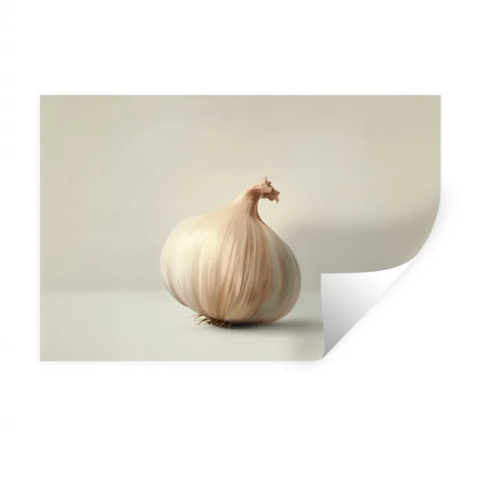 Knoflook - Natuurlijk - Beige Muursticker klein -3d