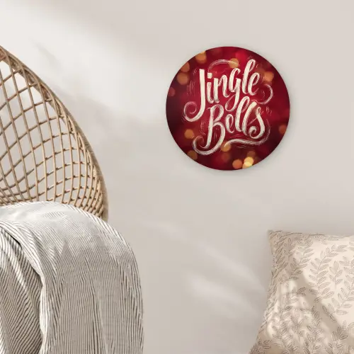 Jingle - Bells - Kerst - Rood Wandcirkel kunststof plaat 5mm dik klein -sfeer5