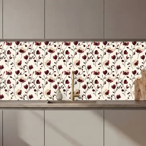 Bloemen - Botanisch - Bordeaux keuken achterwand 2 middel 871 zz_3dshopping