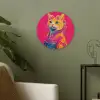 Kat - Kimono - Bloemen - Roze Akoestische PET Vilt - Rond klein -sfeer2