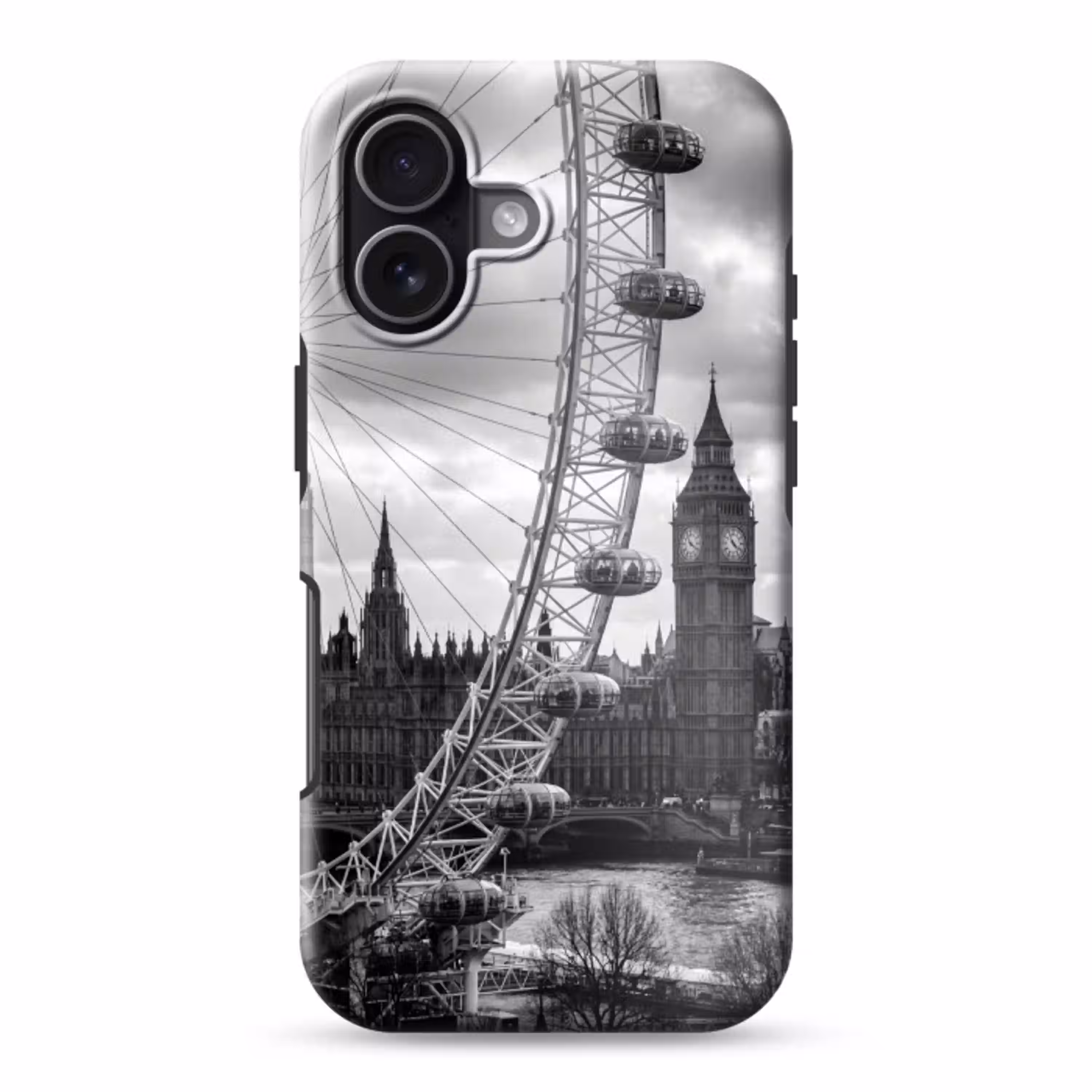 Reuzenrad - Klokkentoren - Architectuur - Zwart-wit - Stad Toughcase MagSafe Apple iPhone 17 klein -3d