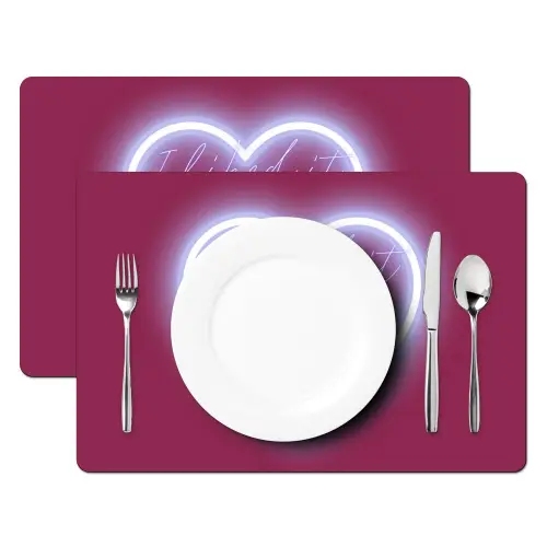 I liked it so it's mine - Neon hart - Roze Placemat vinyl groot -zzsfeer2_Kitchenyeah-website