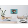 Vrouw - Blauw - Vlinder - Bloemen - Aesthetic Muursticker klein -eettafel