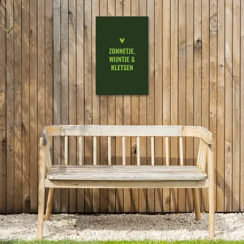 Donkergroen - Quote - Zon - Zomer Tuinposter op houten frame 2 cm dik klein -sfeer4