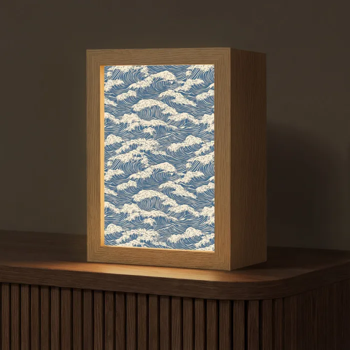 Golven - Klassiek - Blauw Light Box met kabel (Tafellamp) klein 925 -z3d_website