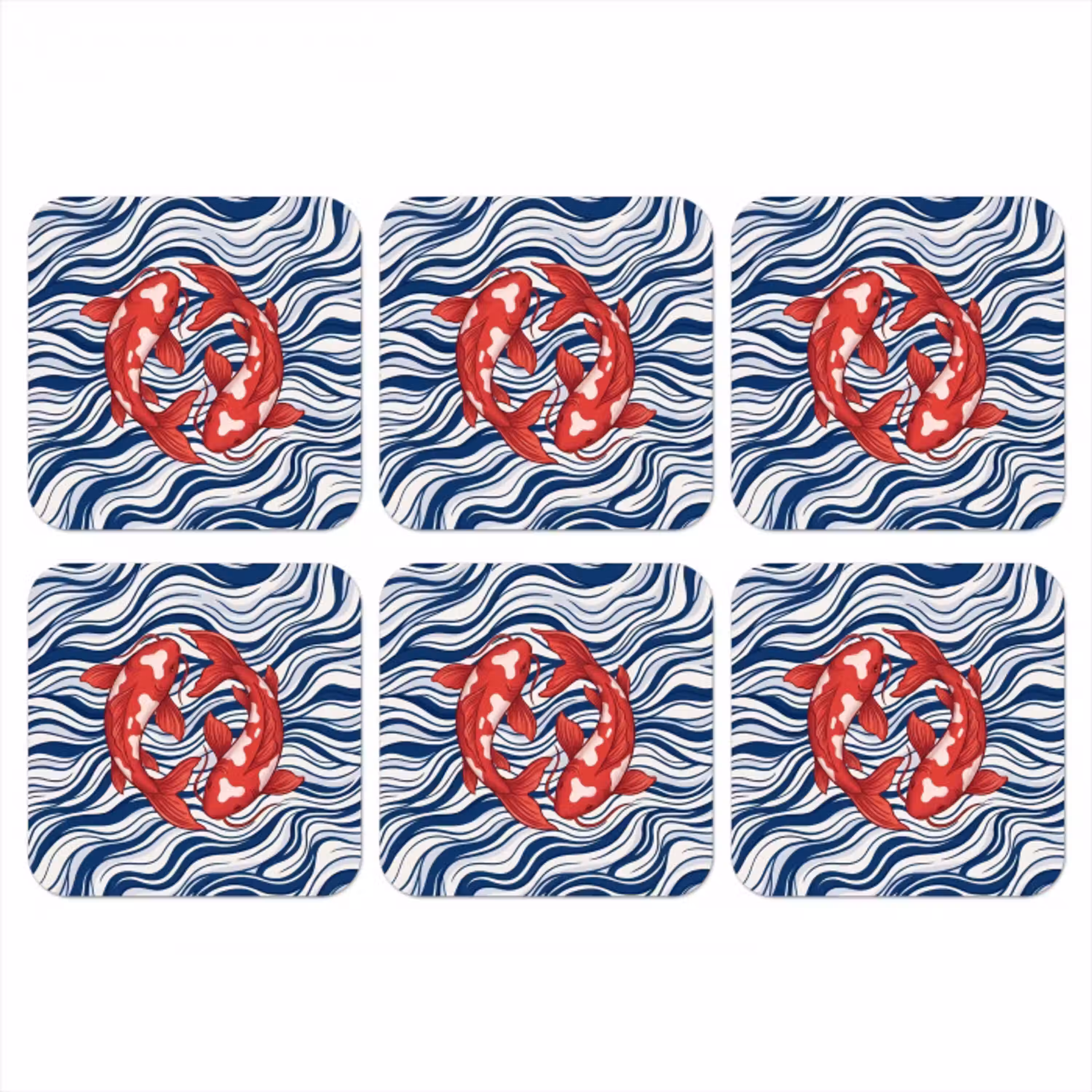 Vis - Water - Natuur - Illustratie - Rood onderzetter kurk middel -3d