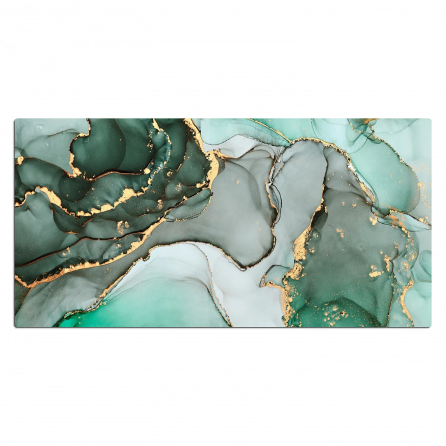 Goud - Marmer - Groen - Luxe - Marmerlook - Grijs Muismat XXL klein -3d_leeg