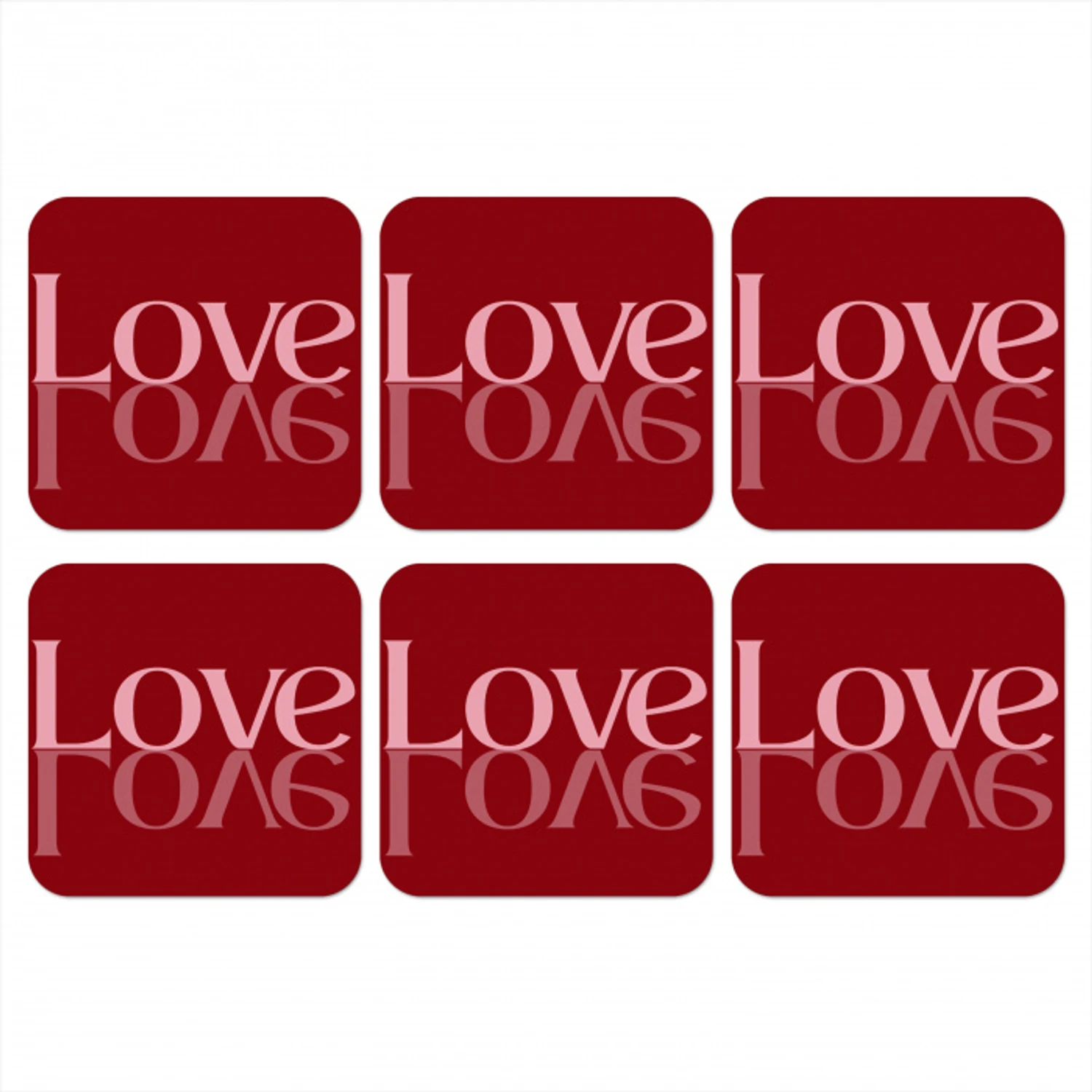 Love - Spiegeling - Rood onderzetter kurk middel -3d