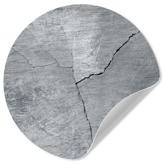 Beton - Grijs - Scheur Wandcirkel behangsticker klein -3d