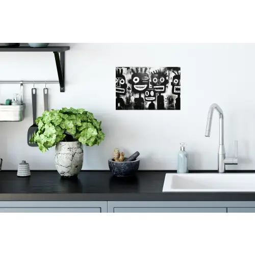 Schilderij - Figuren - Zwart - Abstract Muursticker klein -keuken