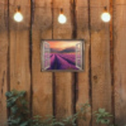 Doorkijk - Lavendel - Landschap - Bloemen - Paars tuinposter los doek klein -sfeer1