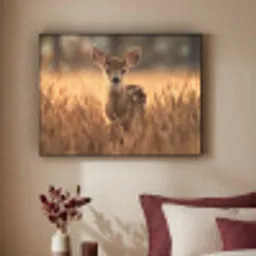 Hert - Graanveld - Bruin Textielframe - compleet frame klein -sfeer1