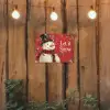 Sneeuwpret - Winter - Sneeuwpop tuinposter los doek klein -sfeer1