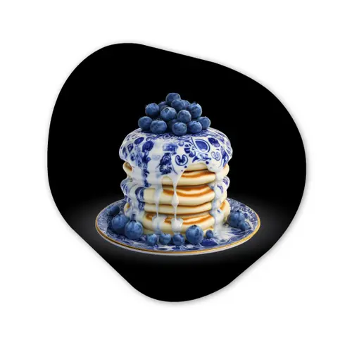 Pannenkoeken - Blauwe Bessen - Bord Wandcirkel Organisch Aluminium middel -3d