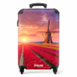 Bloemenveld met een molen NBS - Handbagage koffer - Unisex middel -productfoto_recht
