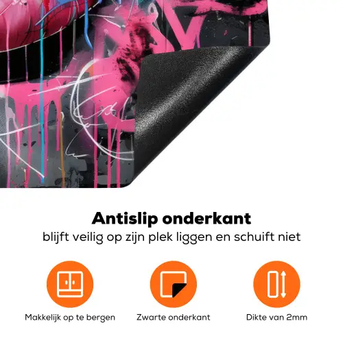 Lippen - Felroze - Graffiti - Verfstrepen Inductie beschermer vinyl 3mm klein -zzzzzzz-td-onderkant