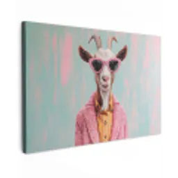 Zonnebril - Roze - Geit - Horen Tuinposter op houten frame 2 cm dik klein -3d