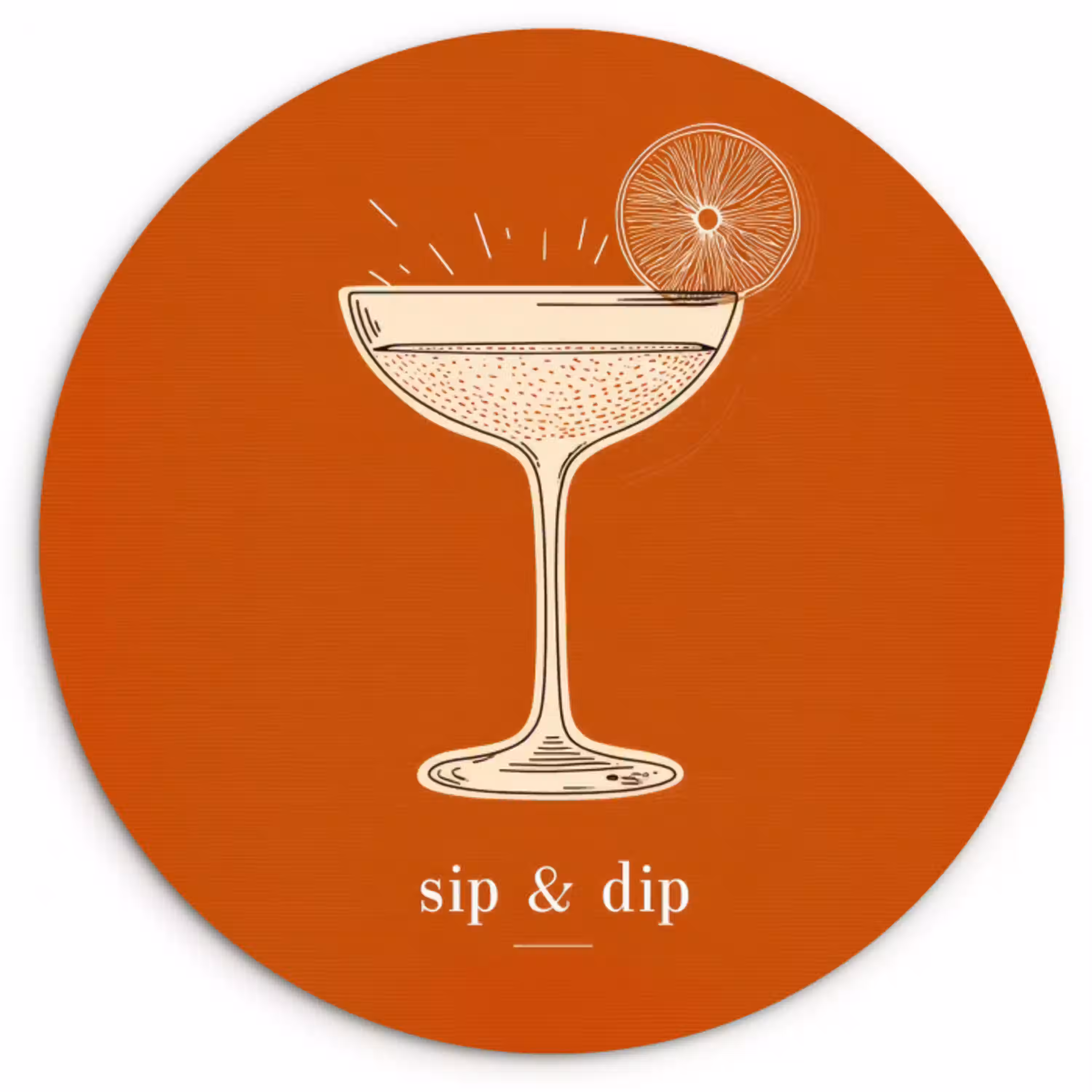 Cocktail - Oranje - Zomer - Quote Wandcirkel plexiglas klein -3d