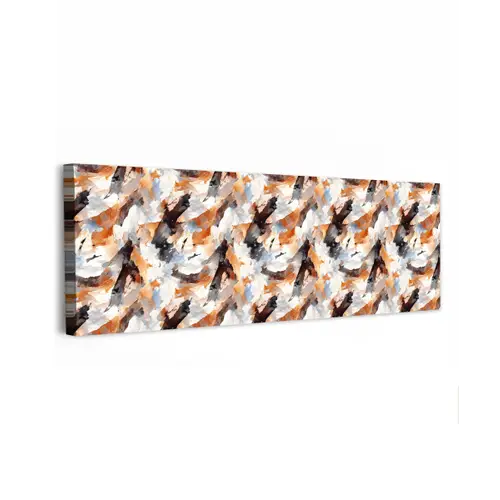 Penseelstreken - Oranje - Grijs canvas 2cm klein 828 -z3d
