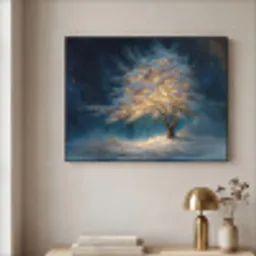 Levensboom - Nacht - Donker - Blauw Textielframe - compleet frame klein -sfeer2