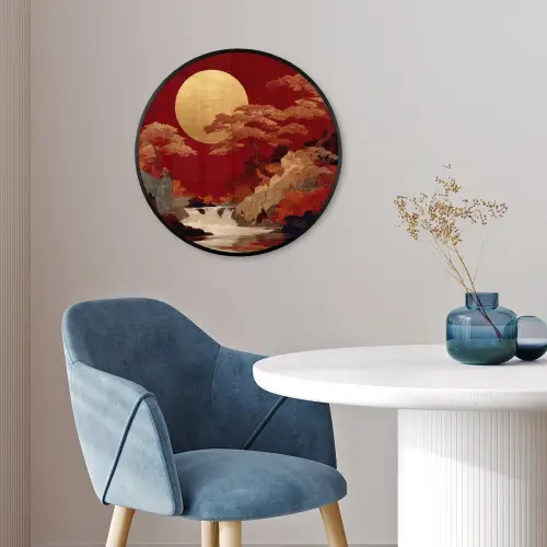 Volle maan - Landschap - Waterval Fotolijst rond zonder passe partout klein -sfeer2
