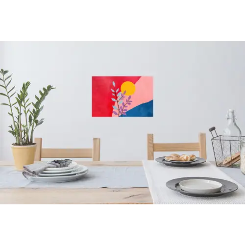 Bladeren - Zon - Abstracte vormen Muursticker klein -eettafel