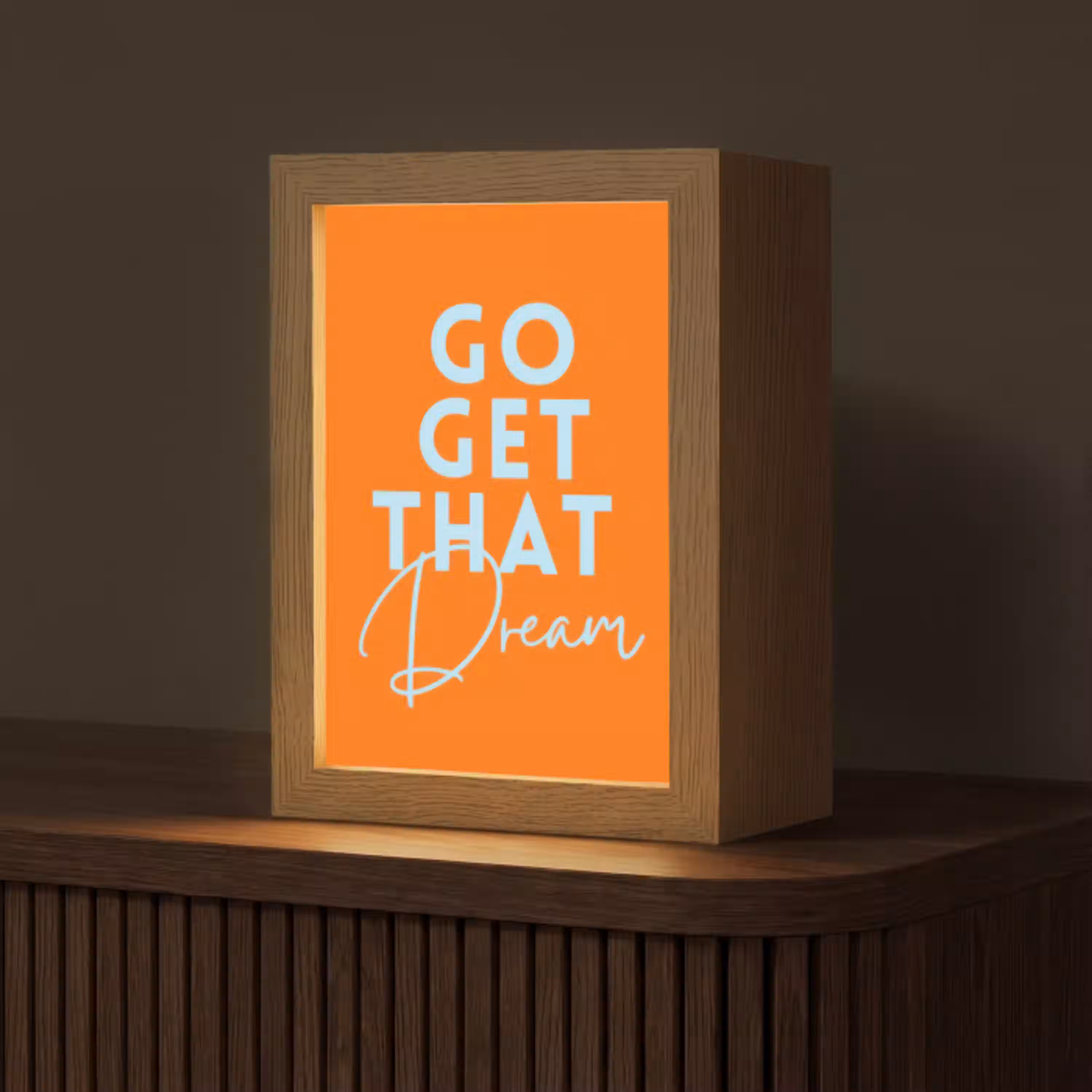 Oranje - Blauw - Go get that dream Light Box met kabel (Tafellamp) klein -z3d_website