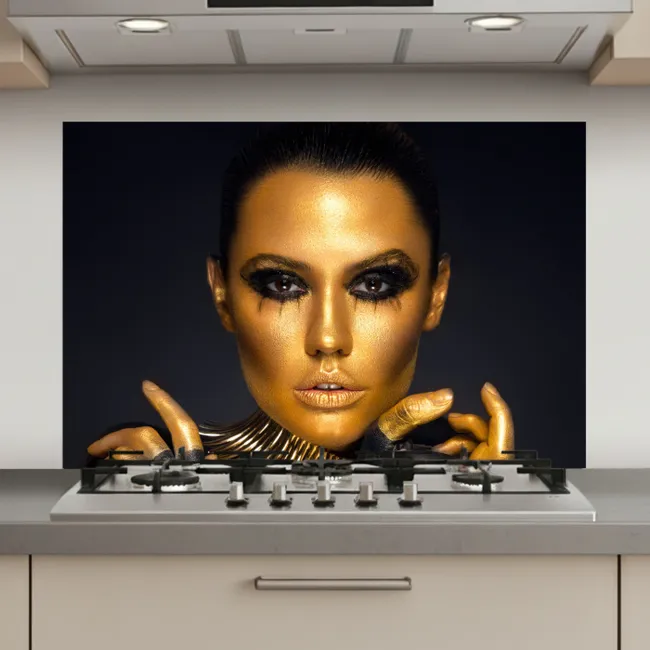 Make up - Tas - Goud - Luxe - Vrouw keuken achterwand spatscherm klein -3d_website